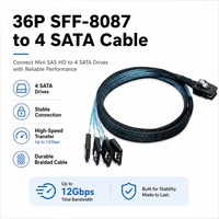 Cable SFF-8087 a 4 SATA Mini SAS de Doble Blindaje de Cobre Estañado, 6Gbps, 36 Pines, Conector de Fibra de Vidrio para PC, Cable para Disco Duro