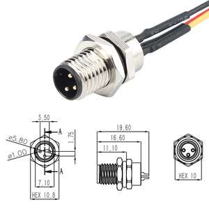 M8 hàn dây loại hàng không cắm kết nối hội đồng quản trị kết thúc nam đầu phía trước khóa IP67 lớp không thấm nước công nghiệp cắm 2pin ~ 8 <span class=keywords><strong>Pin</strong></span> - Product Image 5