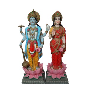 Estatua de Dios Hindú <span class=keywords><strong>Vishnu</strong></span> y Laxmi Hecha a Mano en Poliresina - Product Image 1