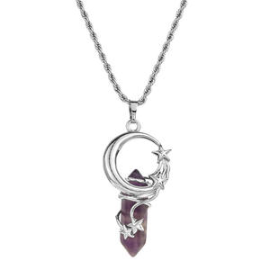 Collier pendentif hexagonal en cuivre avec étoile et lune pour la méditation des chakras et le yoga - Product Image 4