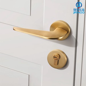 กุญแจล็อคประตูแบบก้านโยก Jiehao ทำจากทองแดงแท้ ไม่ใช้กุญแจ แบบแยกส่วน พร้อมระบบแม่เหล็ก ปิดเงียบ สำหรับใช้ภายใน - Product Image 2