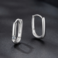Boucles d'oreilles créoles rectangulaires en moissanite, forme géométrique en U, couleur D VVS1, pour femmes et adolescentes, cadeau quotidien MSE095