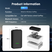 Adaptador Inalámbrico 2 en 1 para Auto con Doble Puerto USB, Compatible con CarPlay, WiFi 6, Reproductor de Música, Personalizable con Logotipo