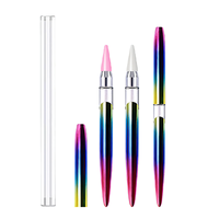 Lápiz de punta metálica para decoración de uñas con degradado de doble color azul y morado, herramienta de pegatinas tipo crayón, fácil de usar, para uso transfronterizo.