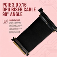 Adaptateur flexible PCIe 3.0 X16 pour optimisation du flux d'air du PC, 8GT/S, 90 degrés, avec blindage en cuivre pur et ruban de protection en tissu
