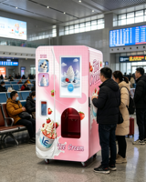 Kiosque commercial entièrement automatique pour la vente de crème glacée, avec unité de réfrigération intégrée, coque extérieure personnalisée, crème glacée molle intelligente