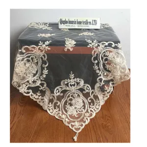 Cubierta de mesa de flores personalizada, mantel de boda de organza bordado de Navidad y camino de mesa