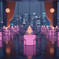 Tables et chaises de luxe pour 12 personnes, diamètre 180 cm, pour la location événementielle