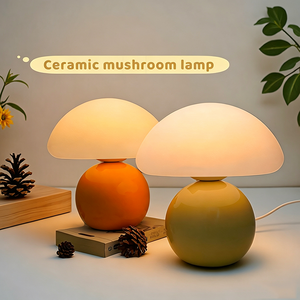 Lámpara de Mesa LED de Cerámica con Forma de Hongo YONGZE, Funciona con USB, Diseño Moderno y Sencillo, Control Táctil, Luz Nocturna para Dormitorio, Sala de Estar - Product Image 1