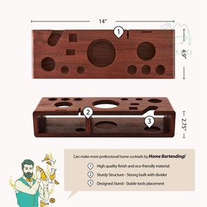 Ensemble de shaker à cocktail professionnel avec support en bois Passoire à cocktails de qualité supérieure Outils de bar complets comprenant tous les mélanges - Product Image 4