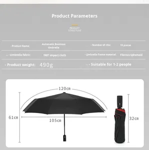 Parapluie automatique à double couche à 10 baleines, logo personnalisable, pluie et soleil, unisexe, parapluie pliable extra large, résistant au vent, solide - Product Image 3