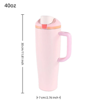Gobelet isotherme en acier inoxydable de 40 oz avec poignée, logo personnalisé, réutilisable, pour café glacé, mug de voyage