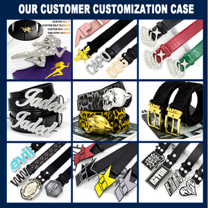Servicios de Personalización de Hebillas de Cinturón de Cuero PU con Perlas/Strass 3D, Estilo Rock para Mujer, Moda Urbana Universal Europea y Americana - Product Image 3