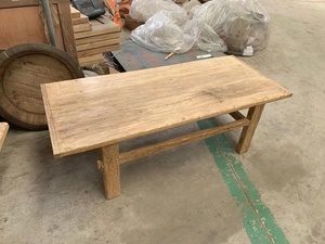 Chinese antieke vintage rustieke natuurlijke gerecycleerde oude eikenhouten lange bankkruk - Product Image 4