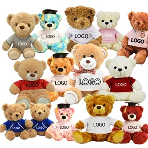 Peluches oem bonito personalizado de pelúcia, brinquedos de pelúcia, macio, urso de pelúcia, com camiseta, logotipo personalizado, ursos de pelúcia em massa