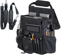 Organisateur de siège avant de voiture, organisateur de siège arrière avec rangement dédié pour tablette et ordinateur portable, sangle d'épaule réglable, porte-gobelet