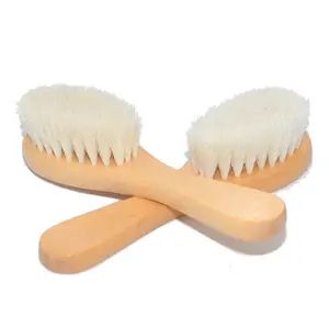 Logo personalizzato Eco Friendly Baby Soft Goat setola pettine per capelli in legno spazzola per capelli spazzola per capelli in legno per neonato