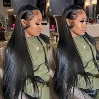 Peluca frontal de encaje HD transparente 13x6 con densidad del 180%, cabello virgen indio sin pegamento, con baby hair, al por mayor, cutícula alineada.
