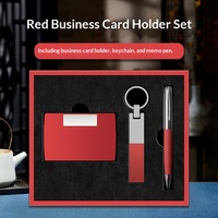 Kotak Hadiah Promosi Warna Kustom Cetak UV Multifungsi Bisnis Pena Tempat Kartu Gantungan Kunci Kulit PU Buatan Tangan yang Indah