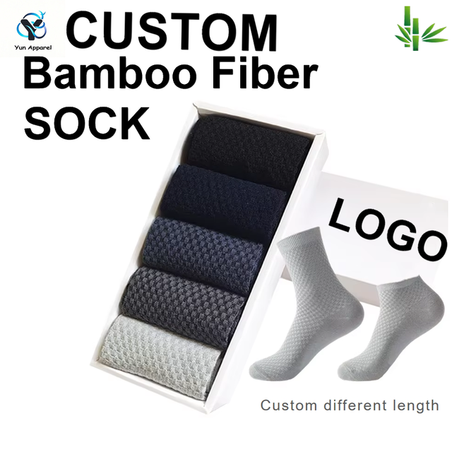 Custom High Quality Men Bamboo Fiber Socks Solid Color Business Anti-Bacterial Deodorant Breathable Men Crew Socks