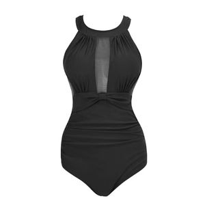 Nouveau maillot de bain une pièce noir uni grande taille pour femmes, vêtements de plage, maillot de bain - Product Image 3
