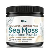 Poudre de superaliment Sea Moss avec Ashwagandha, racine de betterave, Maca, vanille 150g 30 portions