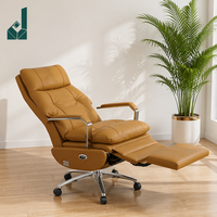 Fauteuil de bureau de direction de luxe au design moderne avec repose-pieds, en cuir véritable, hauteur réglable, base en acier, siège pivotant