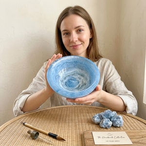 Handmade Polished Resin <b>Bowl</b> <b>Blue</b> Marble Lock Under Glazed Dishwasher Safe Eco-Friendly Food Serving Dish Gifting - Product Image 1