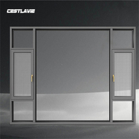 Ventanas de Aluminio de Alta Eficiencia Resistentes al Viento, Venta al por Mayor, Seguras, Duraderas, Modernas, Ventanas Abatibles con Marco de Aluminio y Doble Vidrio