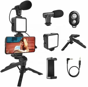  6 in 1 Stativ Vlogging Kit Smartphone Kamera Vlog LED Licht Live Streaming Mikrofon Live Streaming Ausrüstung