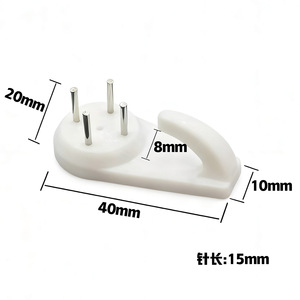 <b>Wall</b> Hook Plastic Self Adhesive 40mm X 20mm With 15mm Pins For <b>Wall</b> Mounting Minimalist Design - Product Image 1