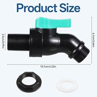Kit de Grifo para Barril de Lluvia, Material ABS, Alto Flujo, 3/4" NPT y GHT, Válvula para Barril, No Requiere Acceso Interno, Uso en Jardín Exterior