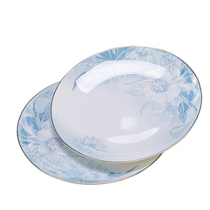 Service complet de bols et assiettes en porcelaine fine (Bone China) à motif végétal, compatible micro-ondes, pour la maison, cadeau d'entreprise Jingdezhen - Product Image 5