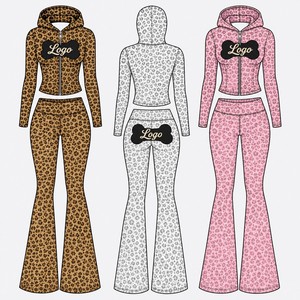 Conjunto de Sudadera con Capucha OEM para <span class=keywords><strong>Mujer</strong></span>, Estampado de Leopardo, Pantalones Ajustados Tipo Sirena, Parche de Hueso, Estampado Animal <span class=keywords><strong>Caramelo</strong></span>, Estilo Y2K, Logotipo Personalizado - Product Image 1