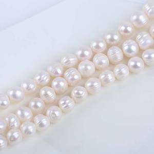 Perles d'eau douce blanches naturelles de Zhuji, 18 cm, 8-9 mm, forme de pomme de terre, pour collier et bracelet DIY, vente en gros, semi-finies - Product Image 4