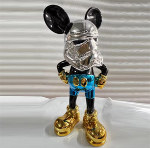 Customs Gold Chrome <span class=keywords><strong>Mickey</strong></span> Décoration Célèbre Dessin Animé Galvanisé Fibre De Verre Souris Sculpture Résine <span class=keywords><strong>Pop</strong></span> Statue Maison Artisanat - Product Image 1