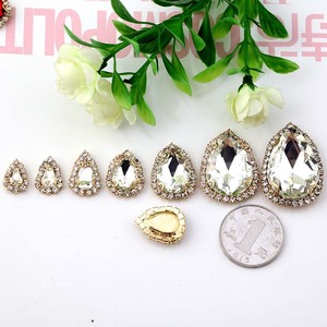 Fermoir en strass en forme de goutte d'eau à 4 trous, base argentée, accessoires de bijouterie DIY pour vêtements et coiffes - Product Image 4