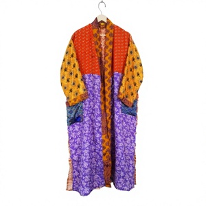 Peignoirs indiens multicolores en soie, style kimono, Kantha, vente en gros, vêtements de nuit faits main, patchwork floral, luxe, respirant - Product Image 1