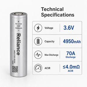 <span class=keywords><strong>Batterie</strong></span> Extreme Power RS50 21700 5000mAh à décharge 50A <span class=keywords><strong>pour</strong></span> robot <span class=keywords><strong>autonome</strong></span> à longue autonomie et véhicule électrique spécialisé - Product Image 5