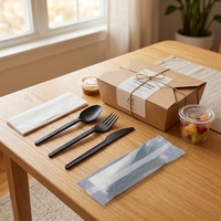 Prix d'usine – Ensemble de couverts biodégradables et compostables en CPLA, robustes et écologiques (couteau, fourchette, cuillère) pour pique-niques