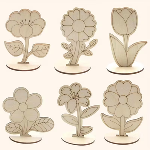 Decorazioni da Tavolo per Feste Pasquali con Fiori in <span class=keywords><strong>Legno</strong></span> da Dipingere, Giocattoli DIY Stimolanti per lo Sviluppo e la Manualità - Product Image 1