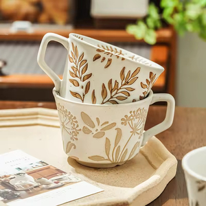 Vintage Hand Painted Botanical Coffee <b>Cup</b> with Speckled Glaze Microwave and Dishwasher Safe for Hot Beverages and Tea Use - Product Image 2