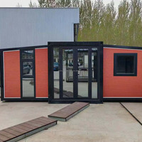 Maison conteneur contemporaine à panneaux sandwich extensible à double aile, mobile, pour retraite d'adolescents avec salle de bain intégrée