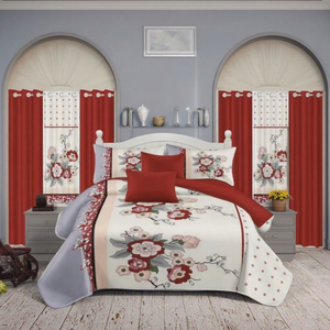 Juego de ropa de <span class=keywords><strong>cama</strong></span> moderno de lujo de 9 piezas, edredones de varios pines con estampado suave, sábanas cómodas <span class=keywords><strong>para</strong></span> uso en el hogar y la boda - Product Image 5