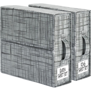 Folding Fabric Bedding Storage Box Sustainable Fabric Bed Sheet Organizer Storage Cubes