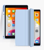 Étui de protection pour tablette intelligente avec support pliable en trois parties, coque arrière souple en TPU, avec porte-stylet pour iPad 6e et 5e génération 9,7 pouces 2018 2017