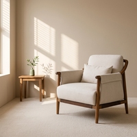 Fauteuil d'appoint en tissu, vente directe usine, OEM/ODM, cadre en bois de frêne massif, confortable et moelleux, pour salon et chambre à coucher