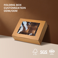 Caja de Dulces Personalizable de Papel Kraft con Múltiples Compartimentos y Ventana Transparente, Caja de Regalo para Panadería de Grado Alimenticio con Separador, Venta al Por Mayor