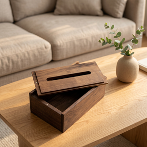 Boîte à mouchoirs en bois moderne, faite à la main, en bois de manguier et de sheesham naturel - Product Image 3