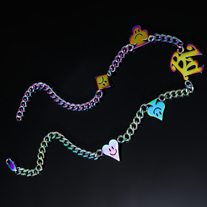 Trendy titanium steel playing cards <strong>hearts</strong> and spades <strong>emoji</strong> necklace men's hip hop colorful pendant necklace - Product Image 5